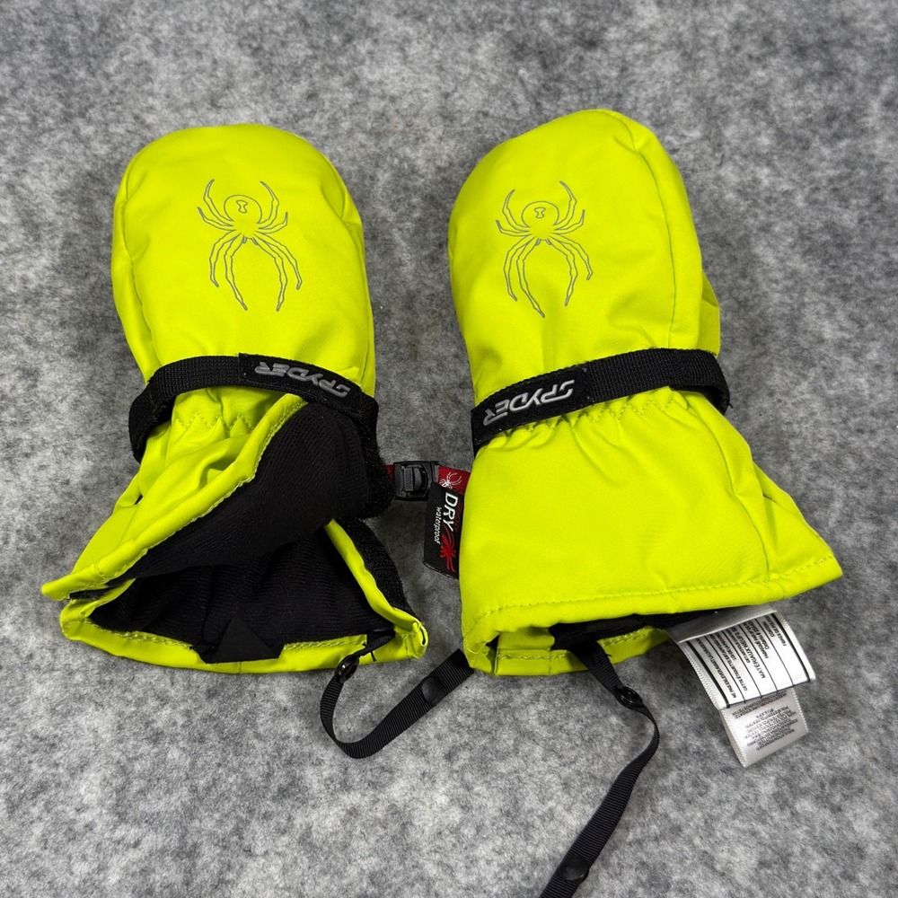 Spyder Dry Waterproof Mittens Neon Yellow Lime Green Size XL Kids Ski Snow